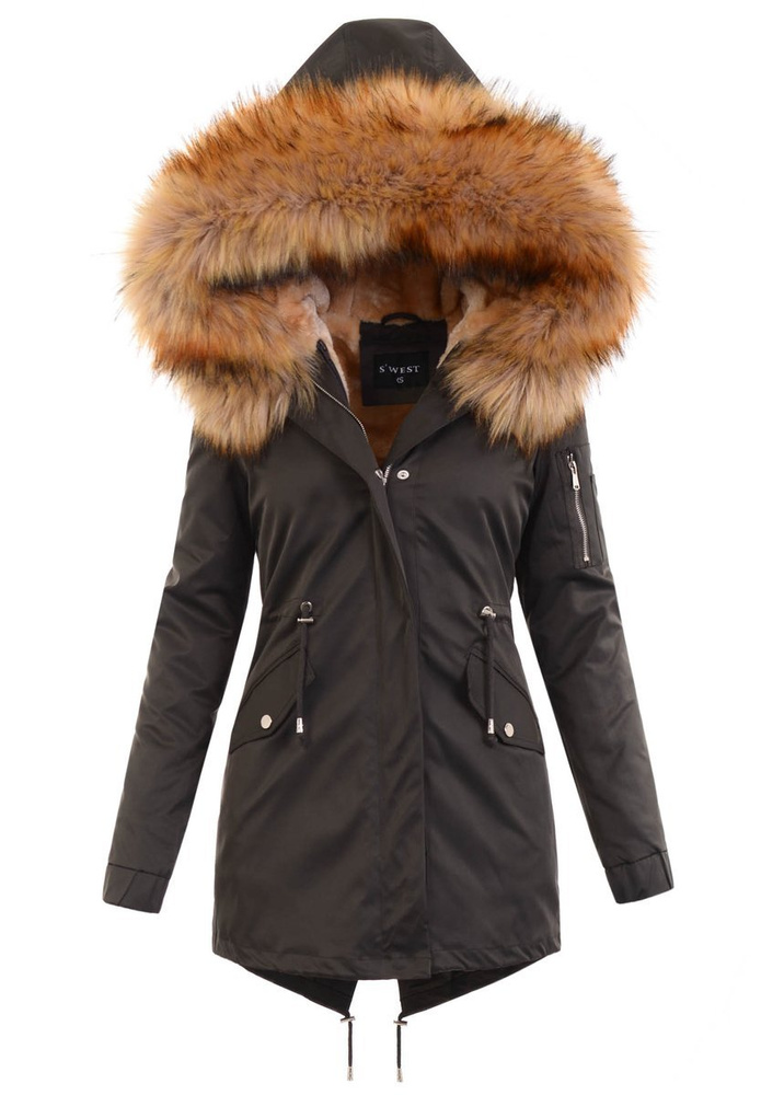 Damska Parka Kurtka 2w1 Zimowa Khaki