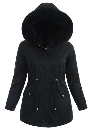 Damska Parka Kurtka Zimowa Butelkowo Zielona