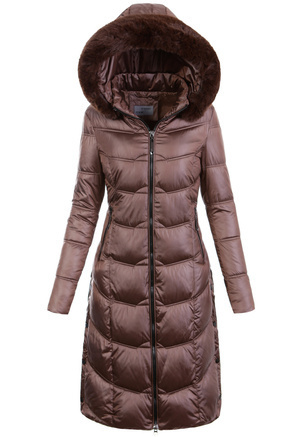 Damska Zimowa Ortalionowa Kurtka Brązowa
