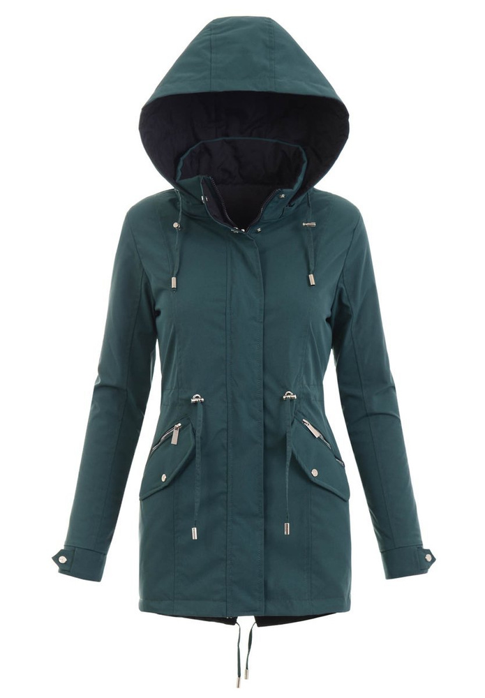 Damska Parka Wiosenna Zielona