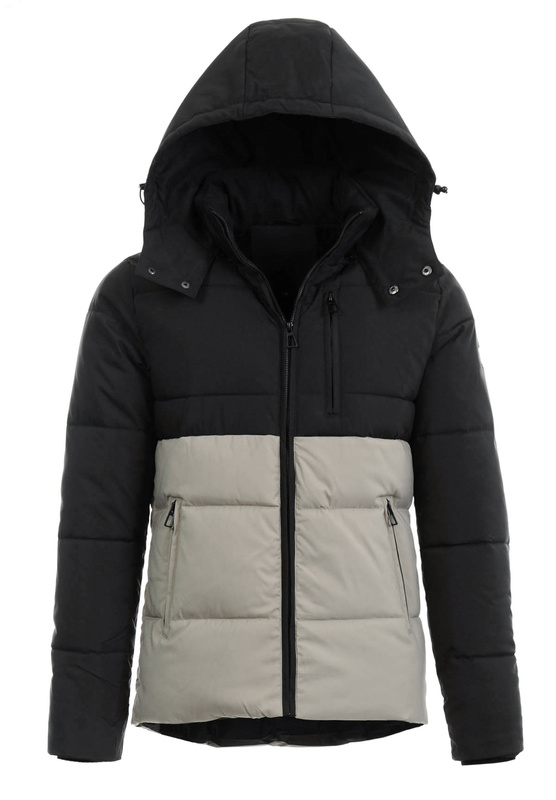 Męska Zimowa Kurtka Kremowo-Czarna