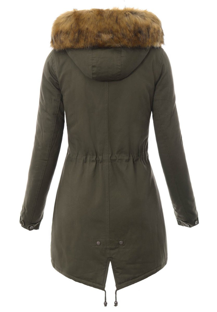 Damska Parka Kurtka Zimowa Futro Zielona