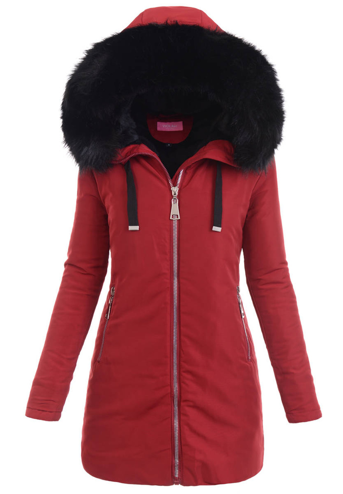 Damska Zimowa Ortalionowa Kurtka Bordowa