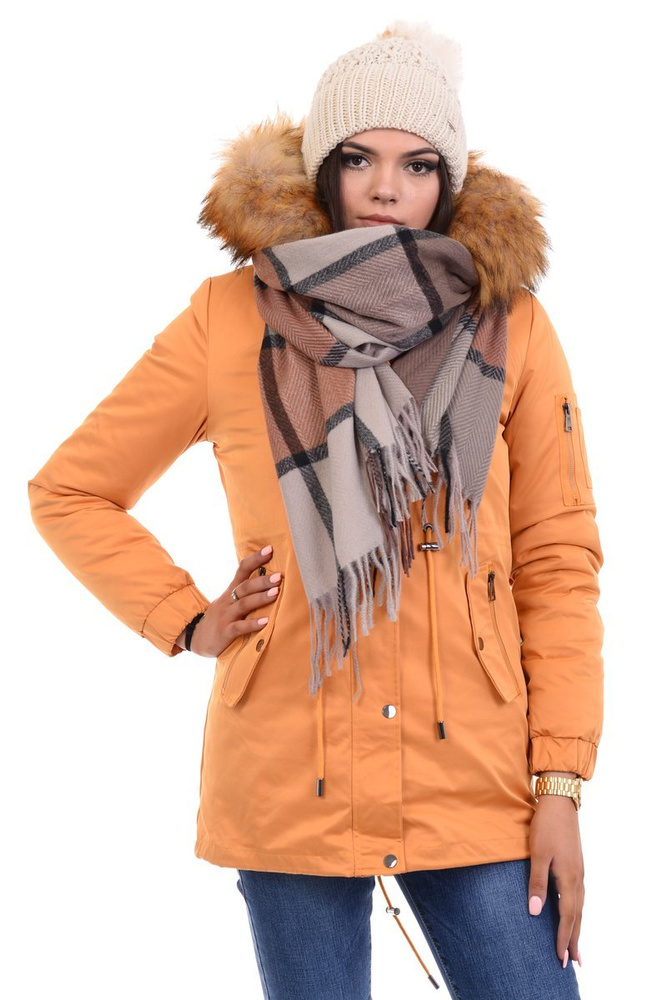 Damska Parka Kurtka Zimowa 3w1 Camel