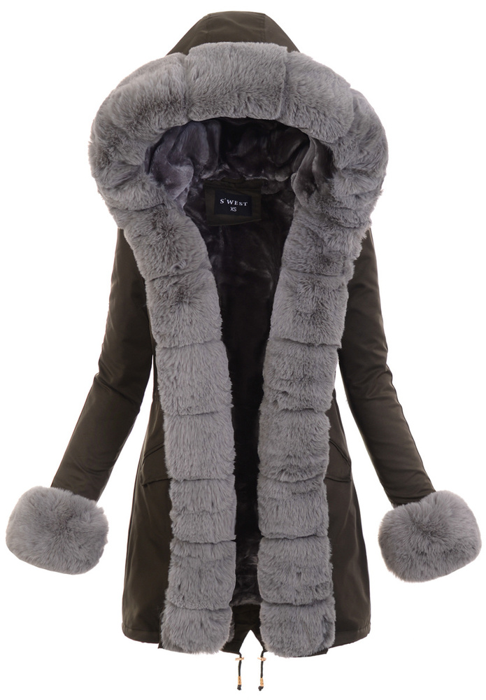 Damska Parka Kurtka Zimowa Khaki