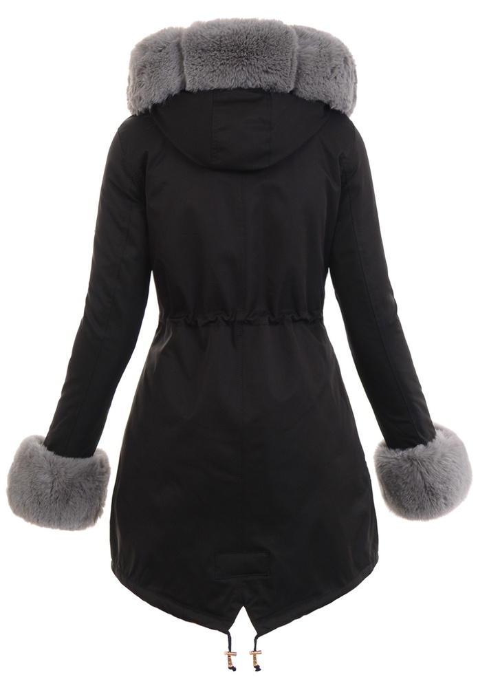 Damska Parka Kurtka Zimowa Czarna