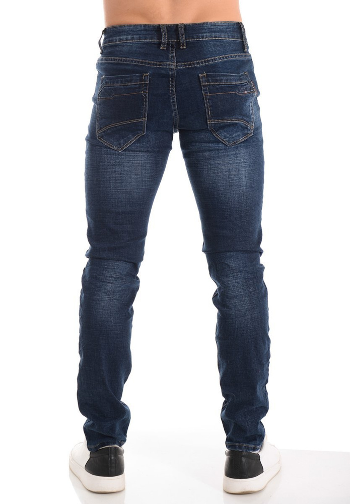 Męskie Spodnie Jeansowe Granatowe