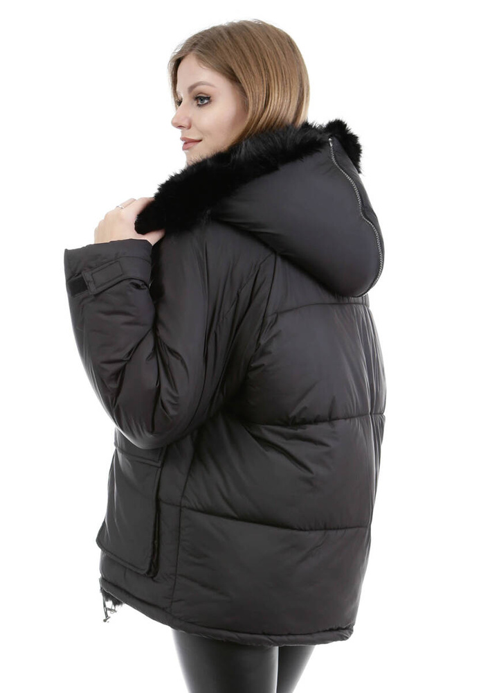 Damska Zimowa Ortalionowa Kurtka Czarna