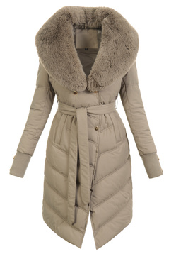 Damska Kurtka Zimowa Ciemno Beżowa