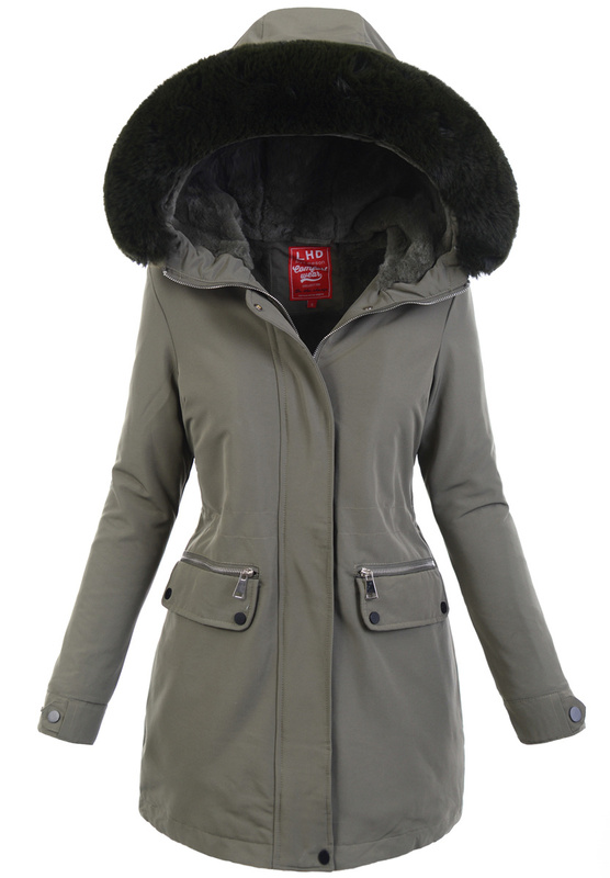 Damska Zimowa Ortalionowa Kurtka Zielona