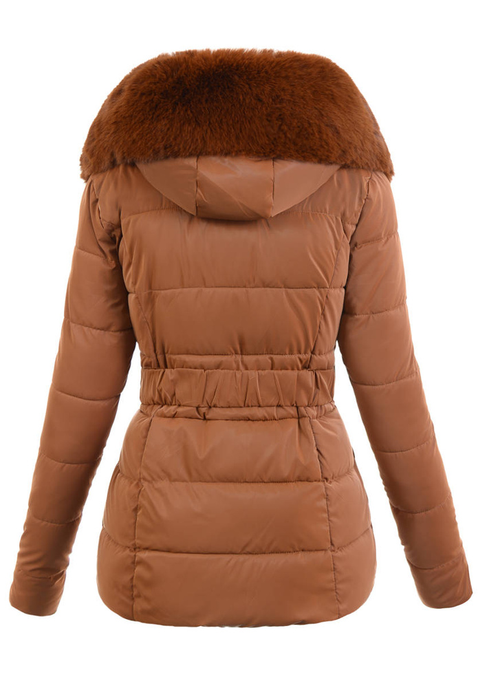 Damska Zimowa Ortalionowa Kurtka Brązowa