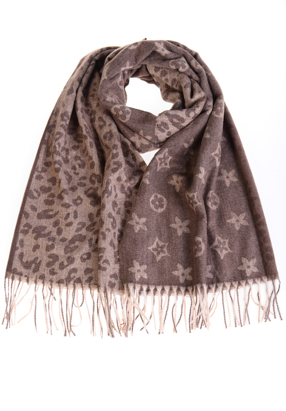 Szal Damski W Panterkę Brązowy