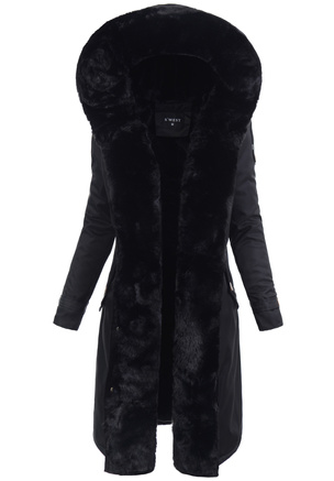 Damska Parka Kurtka Zimowa Czarna