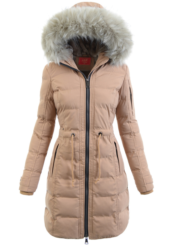 Damska Zimowa Ortalionowa Kurtka Beżowa