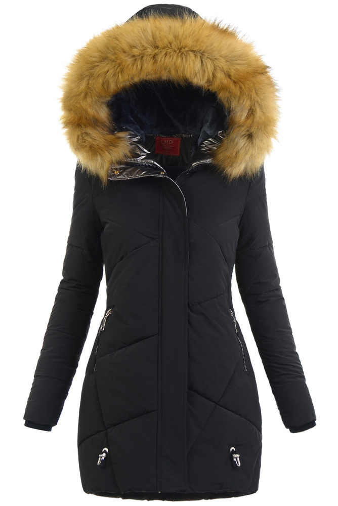 Damska Zimowa Ortalionowa Kurtka Czarna