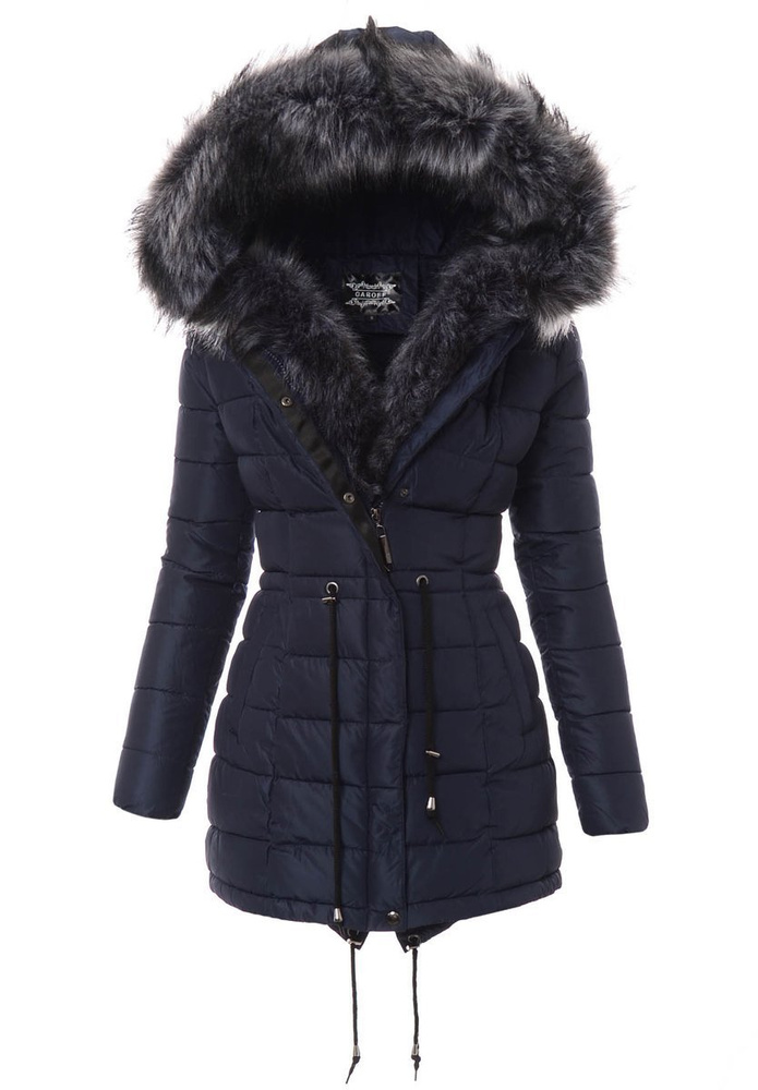 Damska Parka Kurtka Zimowa Granatowa