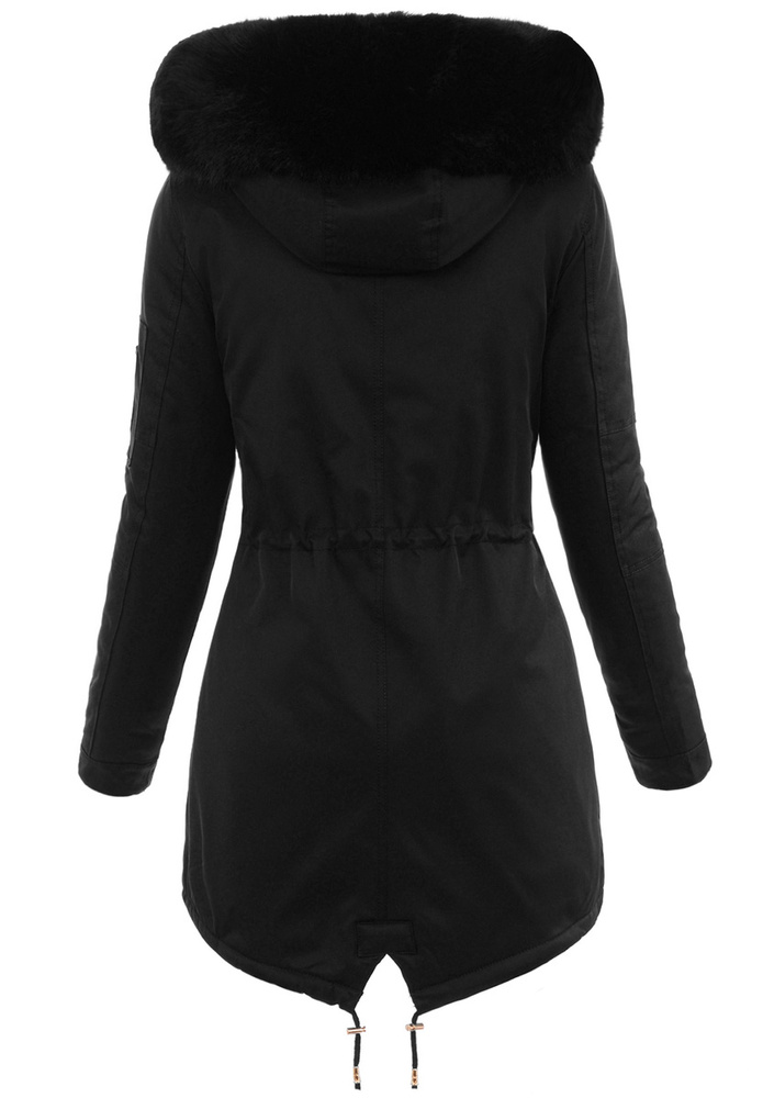 Damska Parka Kurtka Zimowa Czarna