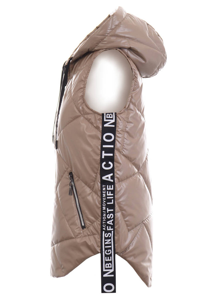 Damska Kamizelka Bezrękawnik Beżowy