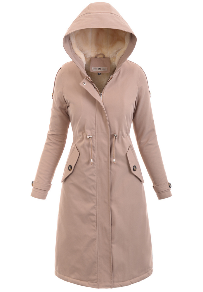 Damska Parka Kurtka Zimowa Beżowa