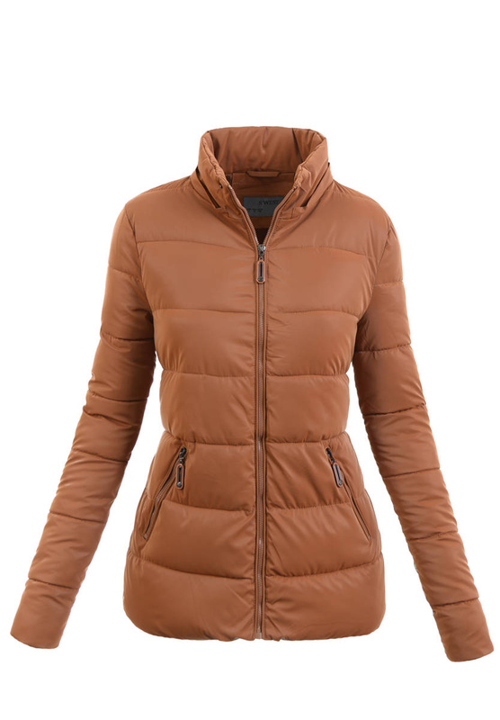 Damska Zimowa Ortalionowa Kurtka Brązowa