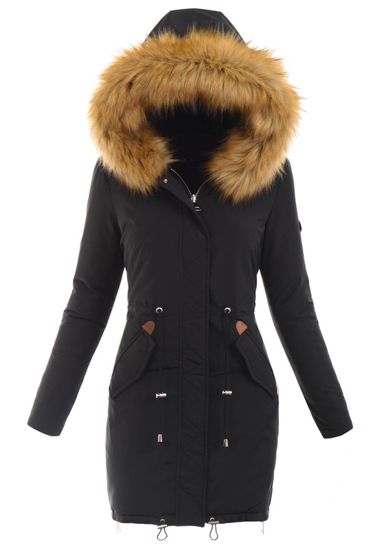 Damska Zimowa Ortalionowa Kurtka Czarna