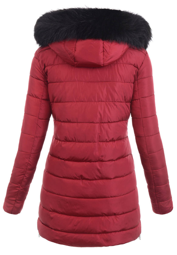 Damska Zimowa Ortalionowa Kurtka Bordowa