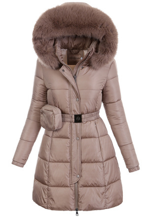 Damska Zimowa Ortalionowa Kurtka Brązowa