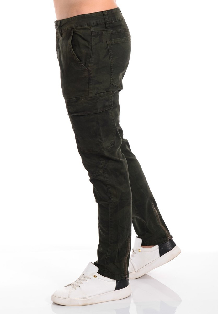 Męskie Spodnie Suwaki Moro Zielone