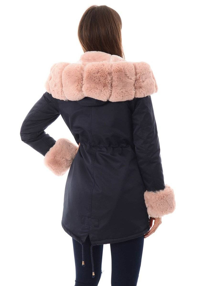 Damska Parka Kurtka Zimowa Granatowa