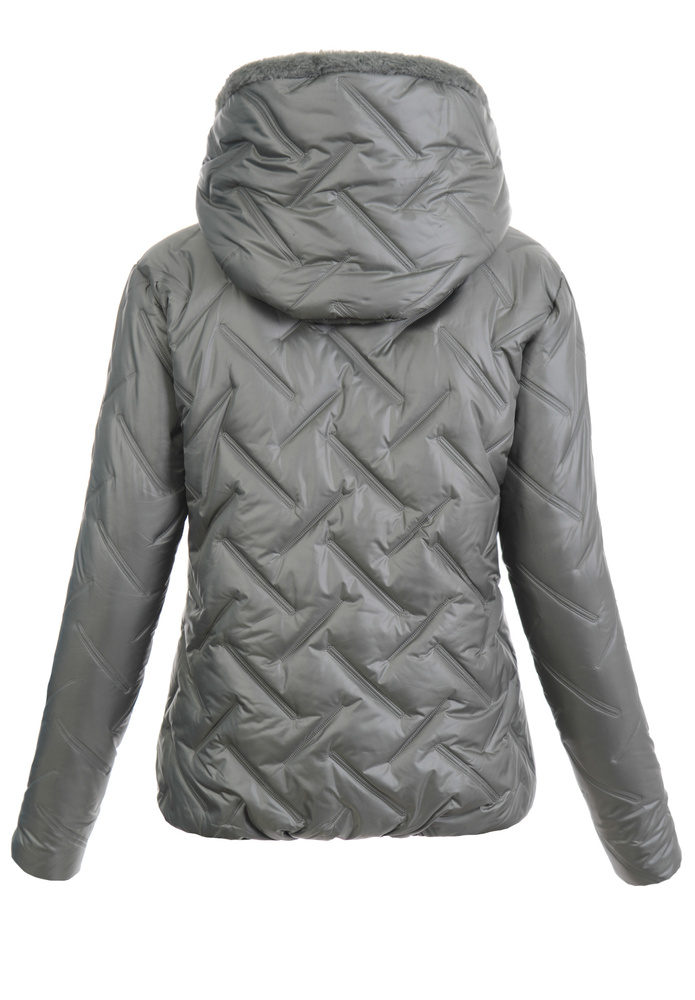 Damska Kurtka Zimowa Zielona z Zielonym Futerkiem