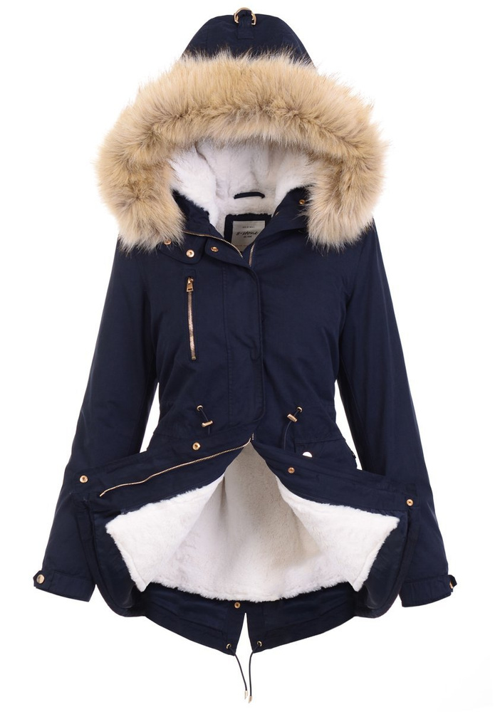 Damska Zimowa Kurtka 2w1 Ciemno Granatowa