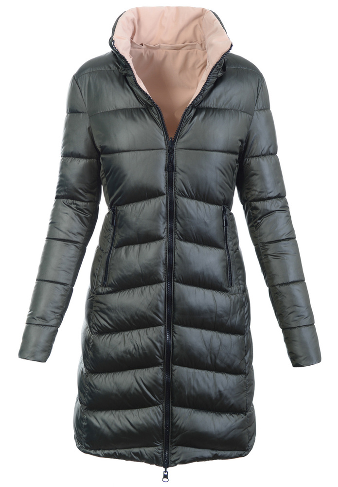 Damska Zimowa Ortalionowa Kurtka Zielona