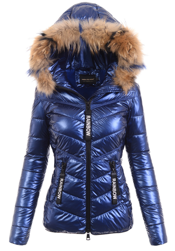 Damska Zimowa Ortalionowa Kurtka Niebieska