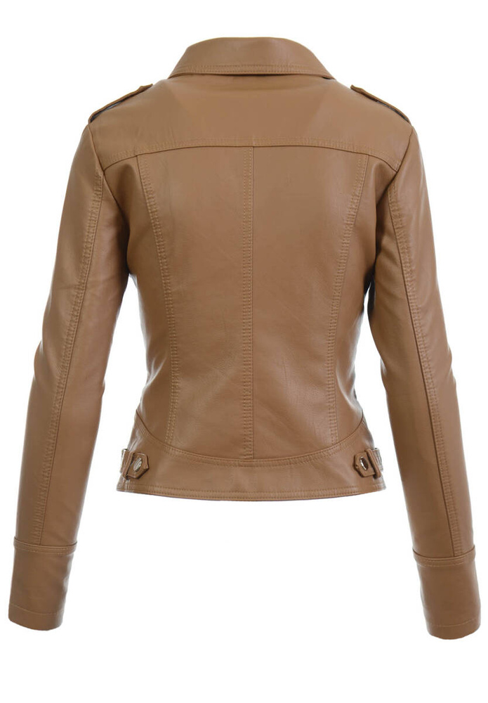 Damska Kurtka Ramoneska Jasno Brązowa
