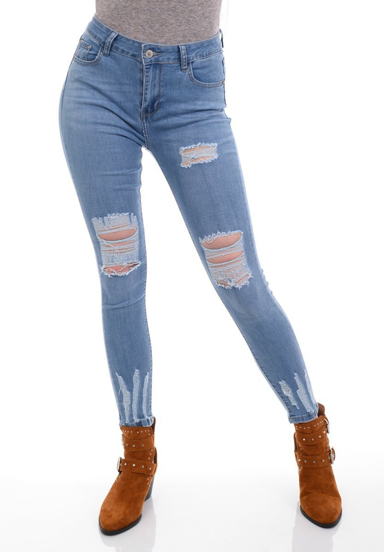 Damskie Spodnie Jeansowe Niebieskie