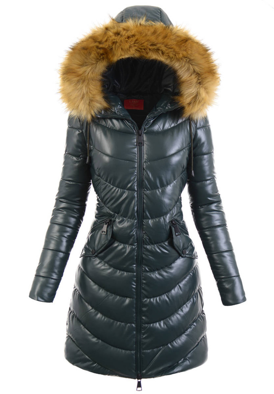 Damska Zimowa Ortalionowa Kurtka Zielona