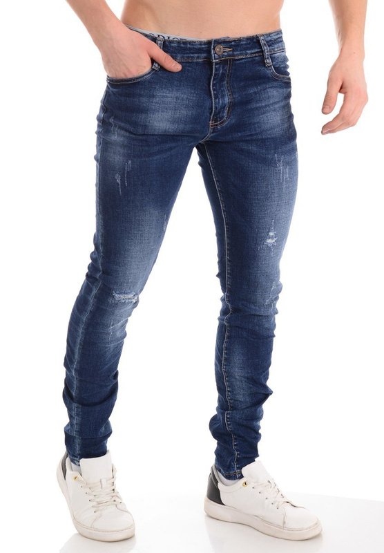 Męskie Spodnie Jeansowe Granatowe
