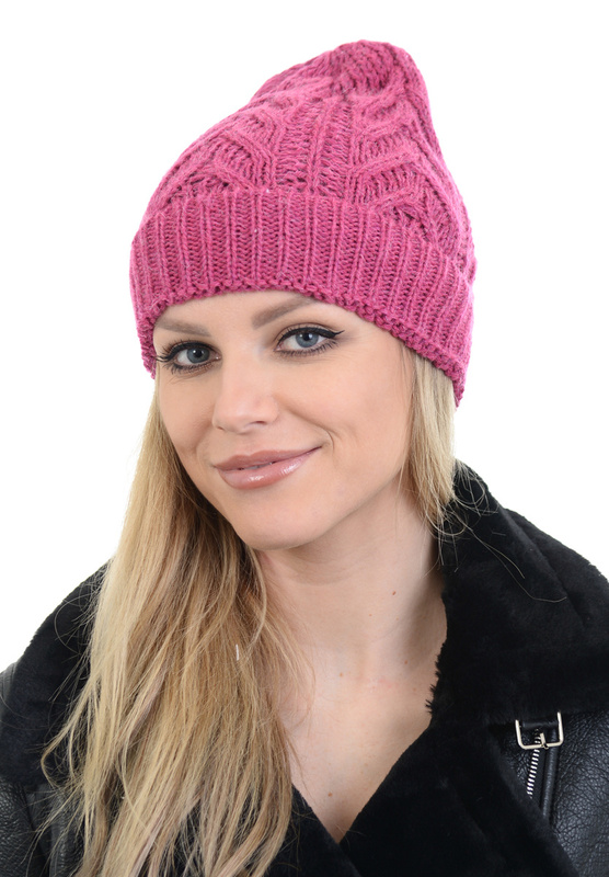 Damska Czapka Ciemno Różowa