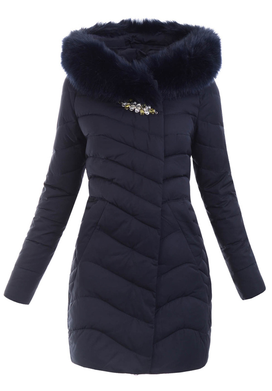 Damska Zimowa Ortalion Kurtka Granatowa