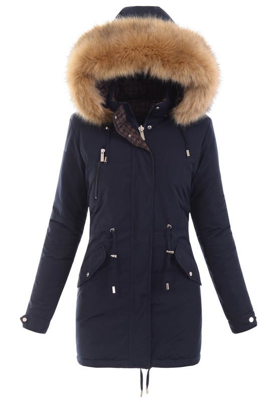 Damska Parka Kurtka 2w1 Zimowa Czarna