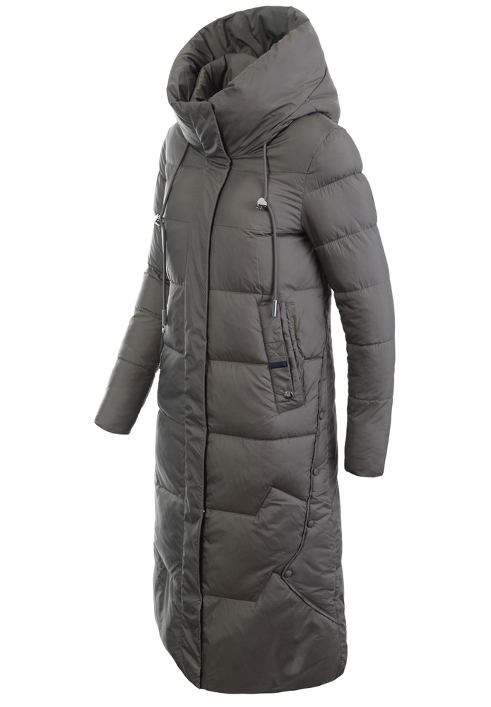 Damska Zimowa Ortalionowa Kurtka Brązowa