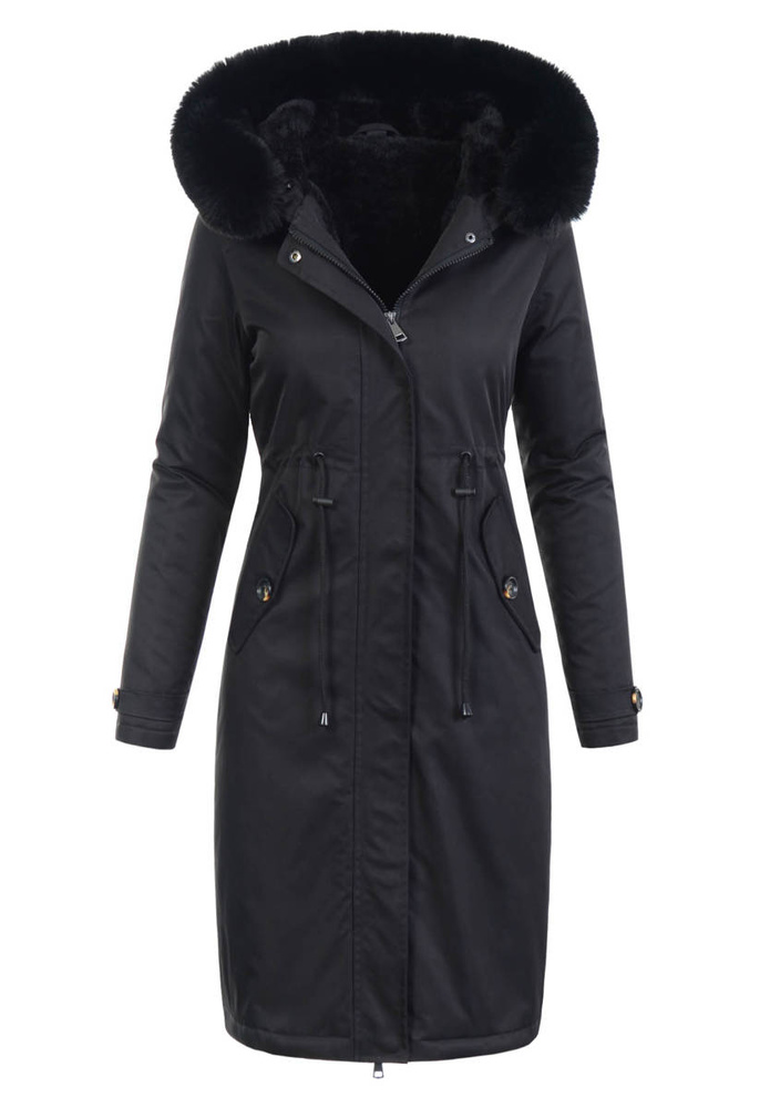 Damska Parka Kurtka Zimowa Czarna