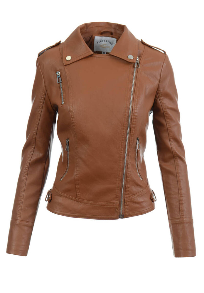 Damska Kurtka Ramoneska Ceglana