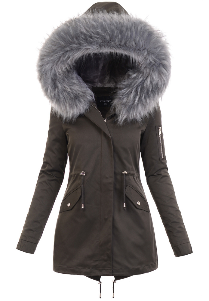 Damska Parka Kurtka 2w1 Zimowa Khaki