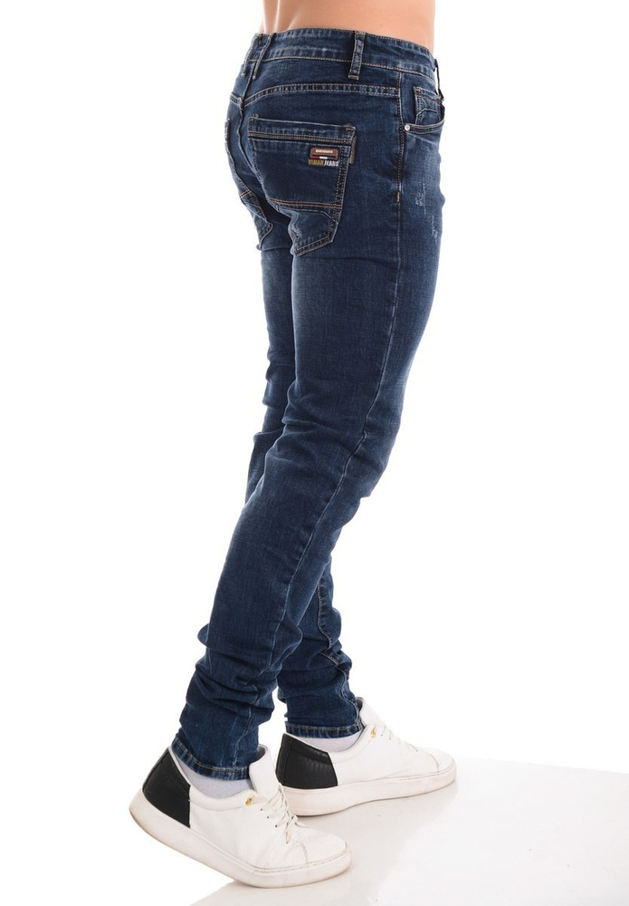 Męskie Spodnie Jeansowe Granatowe