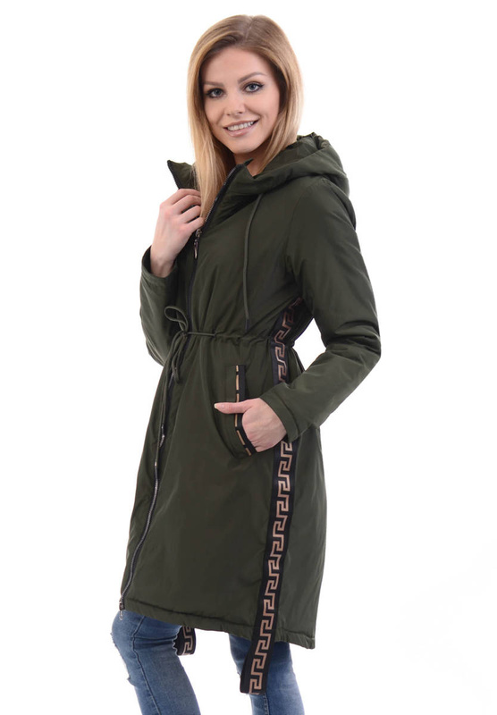 Damska Parka Wiosenna Zielona