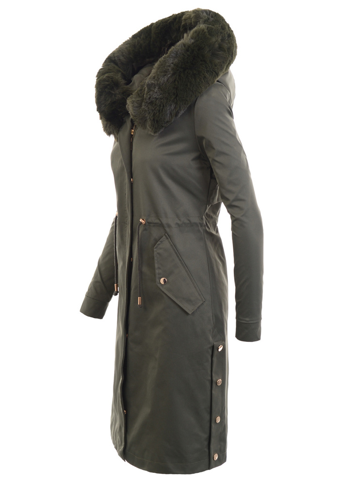 Damska Parka Kurtka 2w1 Zimowa Khaki