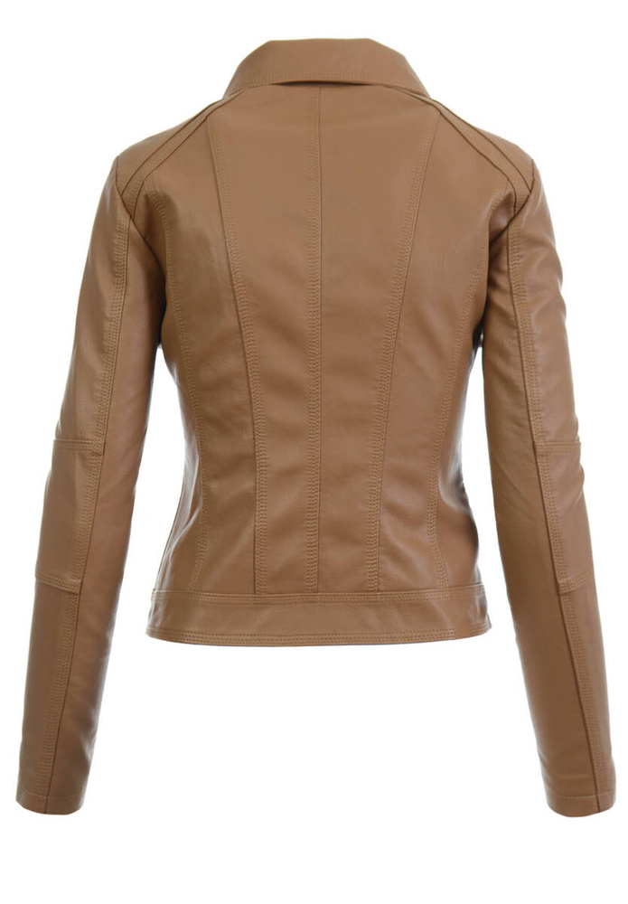 Damska Kurtka Ramoneska Jasno Brązowa