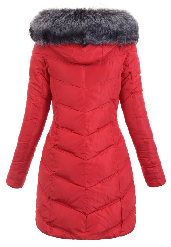 Damska Zimowa Ortalionowa Kurtka Czerwona