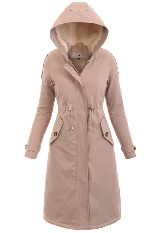 Damska Parka Kurtka Zimowa Beżowa